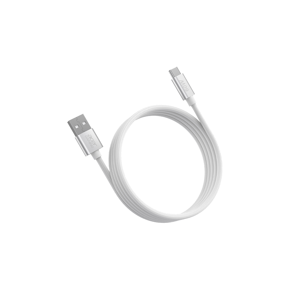 USB-A to USB -C 珪膠編織線1m-白