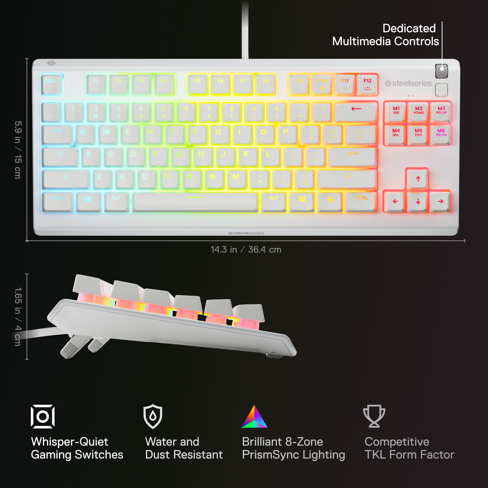 SteelSeries賽睿Apex 3 TKL有線鍵盤-英文(白)