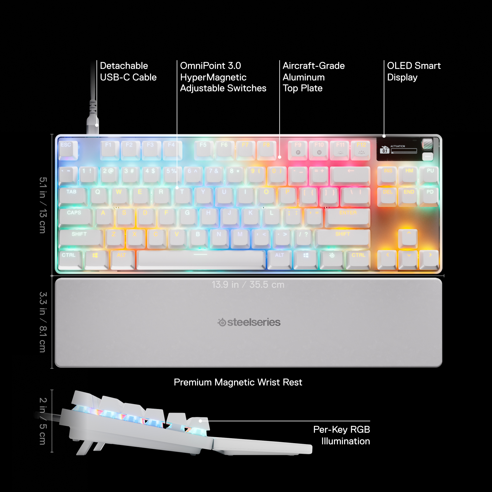 SteelSeries賽睿Apex Pro TKL Gen 3有線電競鍵盤-英文(白)