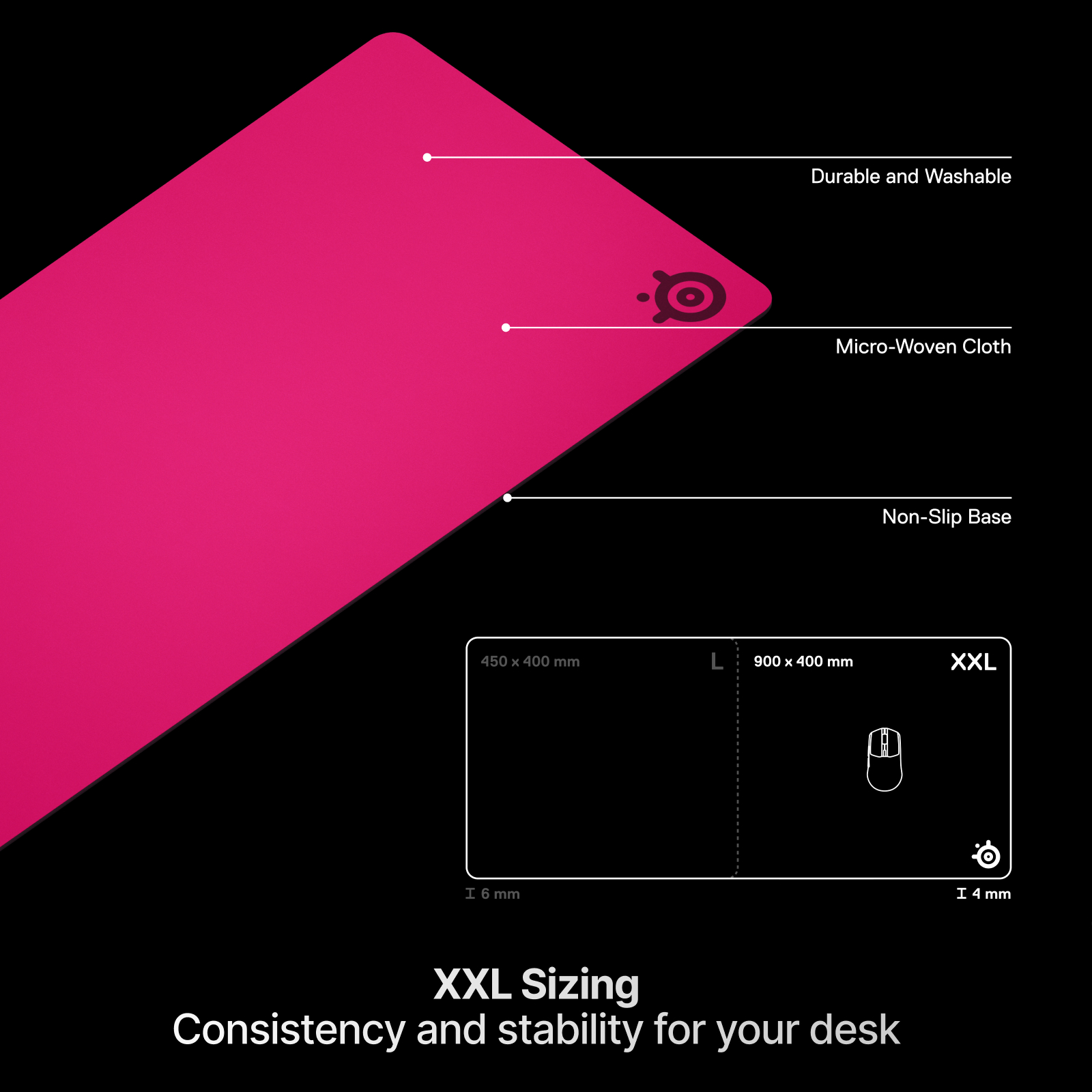 SteelSeries賽睿QcK電競鼠墊Heavy XXL-耀澈桃