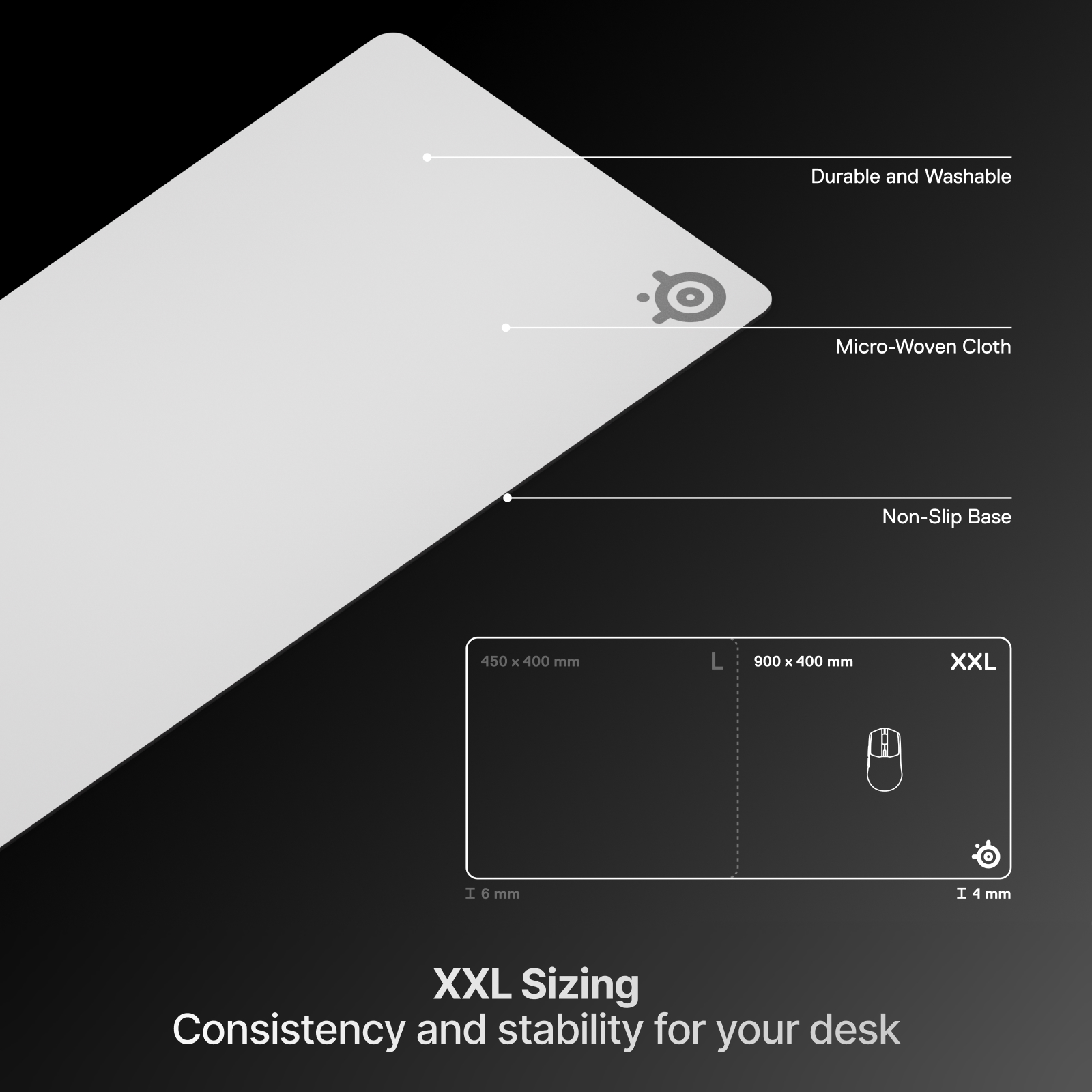 SteelSeries賽睿QcK電競鼠墊Heavy XXL-霧澈白