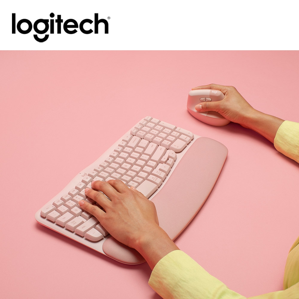 Logitech羅技 Wave KEYS 人體工學鍵盤 - 玫瑰粉