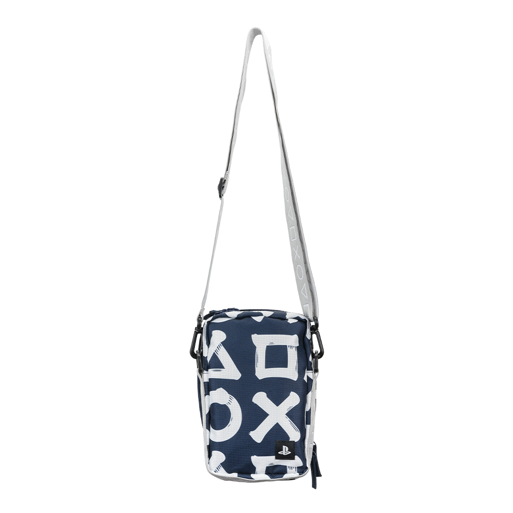 PlayStation筆觸印花小袋-海軍藍