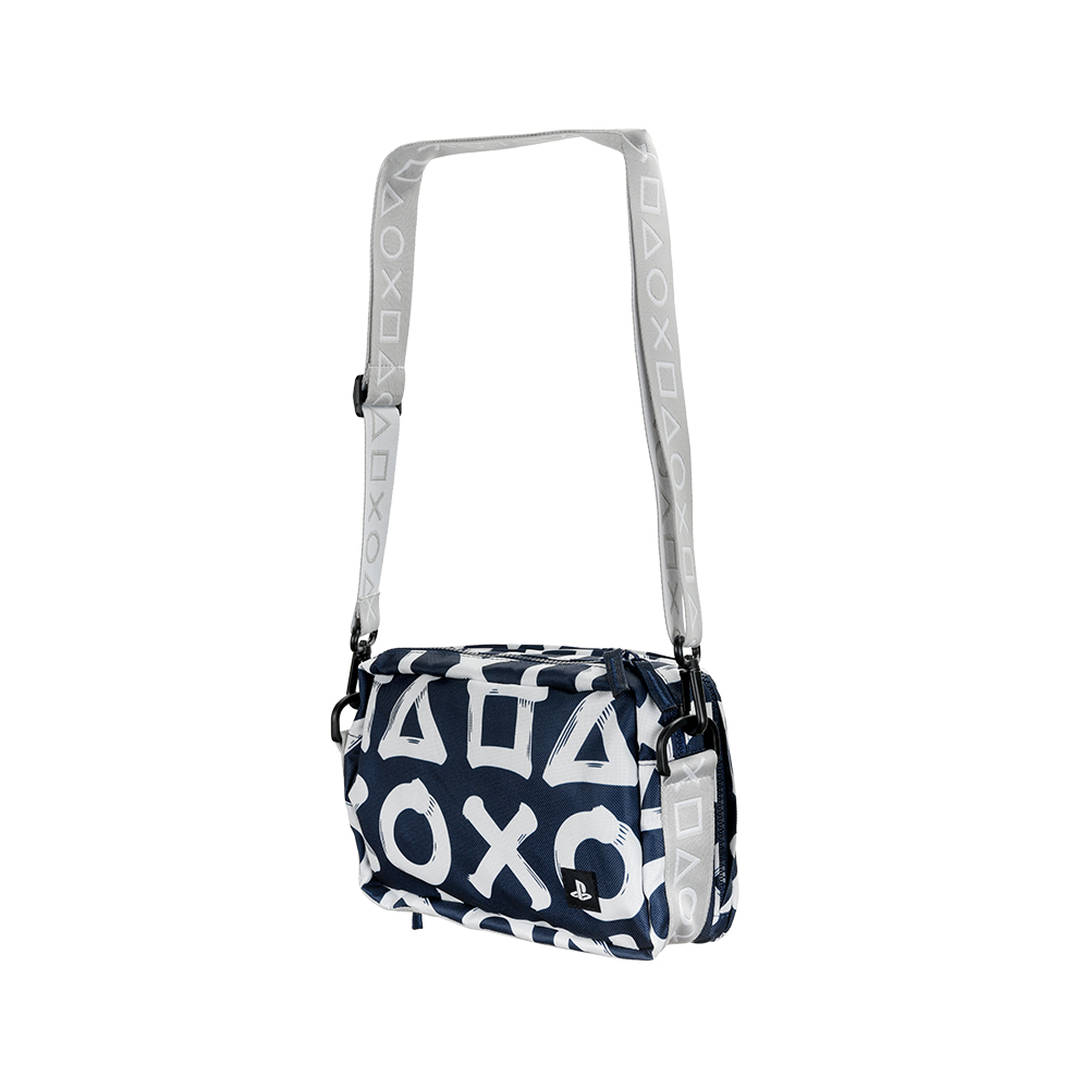 PlayStation筆觸印刷單肩包-海軍藍