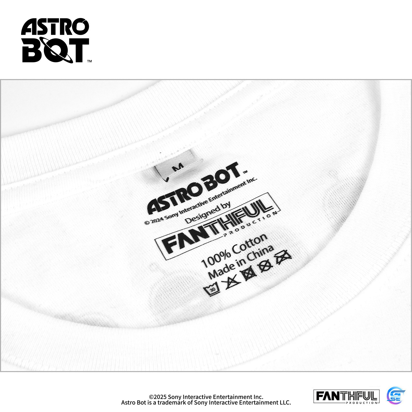 Astro Bot 宇宙機器人純棉T-Shirt 白色款 XL
