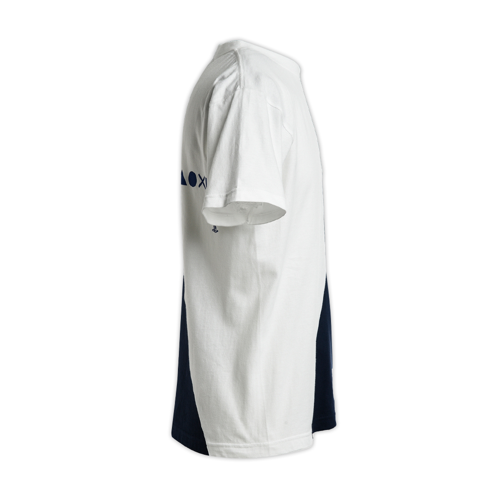 PlayStation雙色拼接T恤(A)-白/海軍藍-L