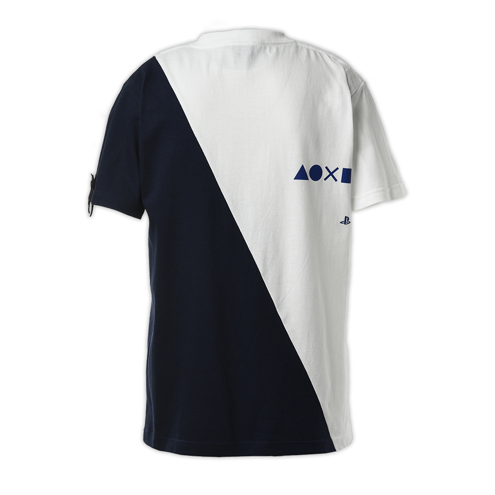 PlayStation雙色拼接T恤(A)-白/海軍藍-L