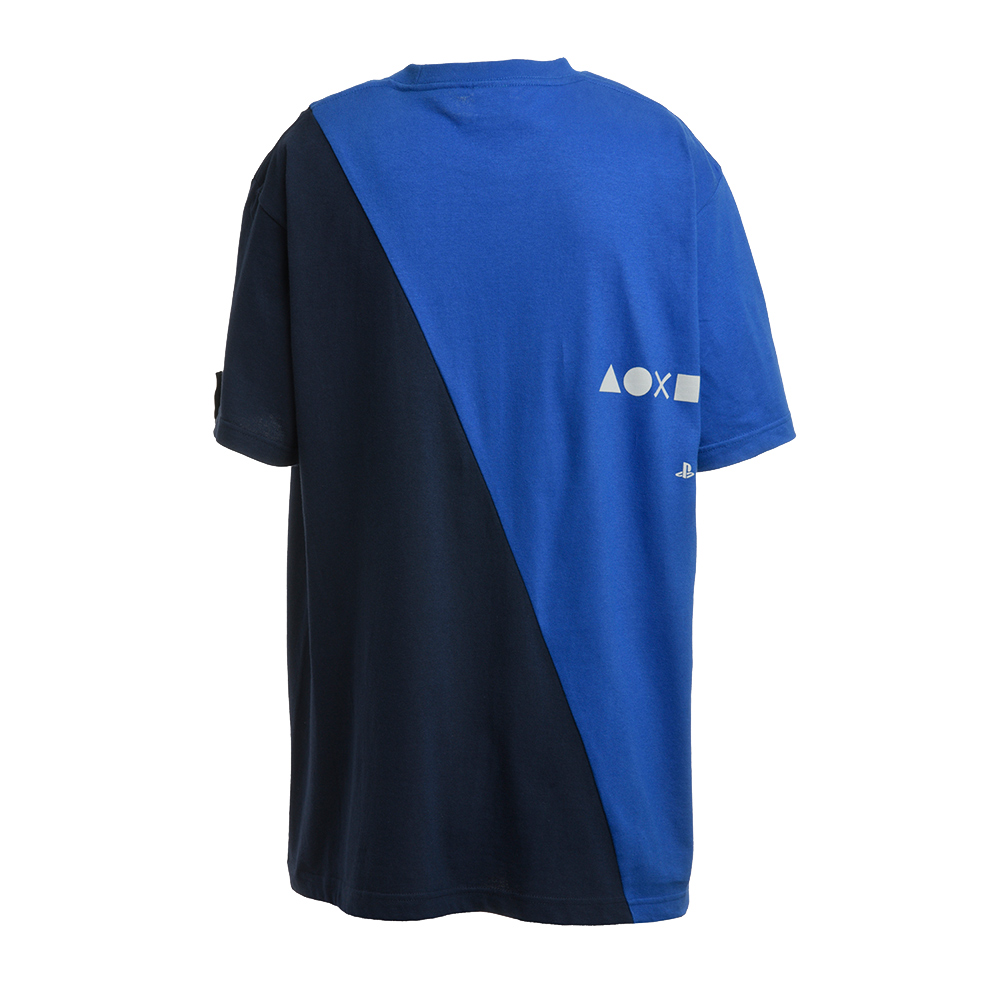 PlayStation雙色拼接T恤(A)-藍/海軍藍-M