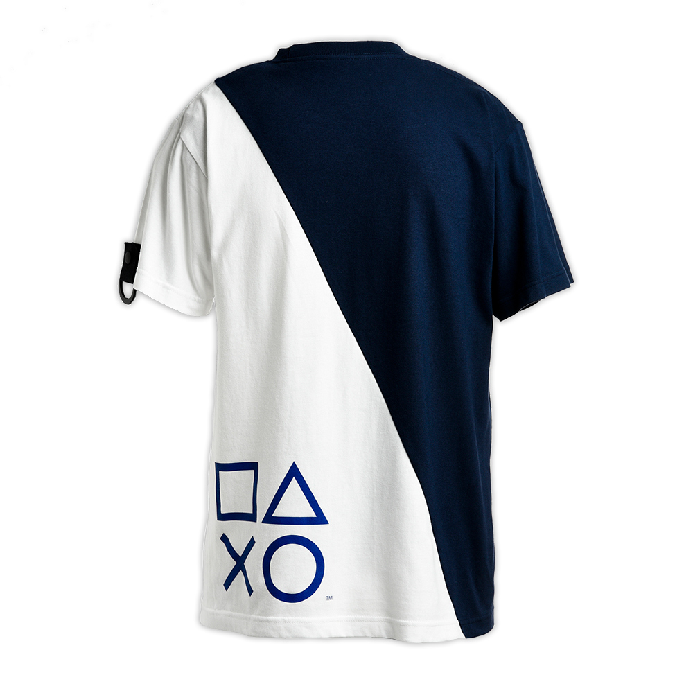 PlayStation雙色拼接T恤(B)-海軍藍/白-L