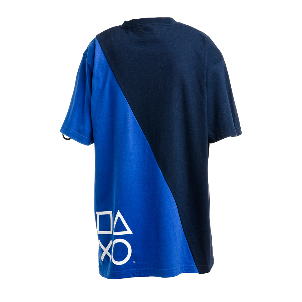 PlayStation雙色拼接T恤(B)-海軍藍/藍-L